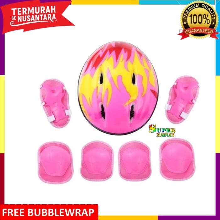 Helm Sepeda Anak Lipat Free Pelindung Lutut Anak 3 4 5 6 7 Tahun Set