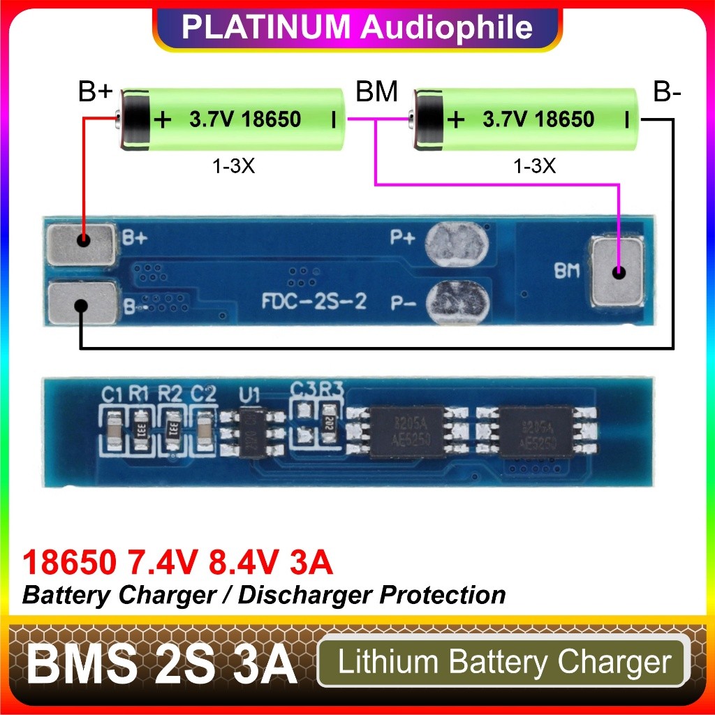 BMS 2S 3A 18650 Lithium Li-ion Baterai Charger Protection Modul Overcharge Discharger