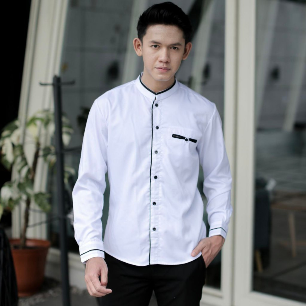 Koko Putih Lengan Panjang El Rumi Baju Koko Warna Putih Baju Koko Pria Modern Busana Muslim Pria