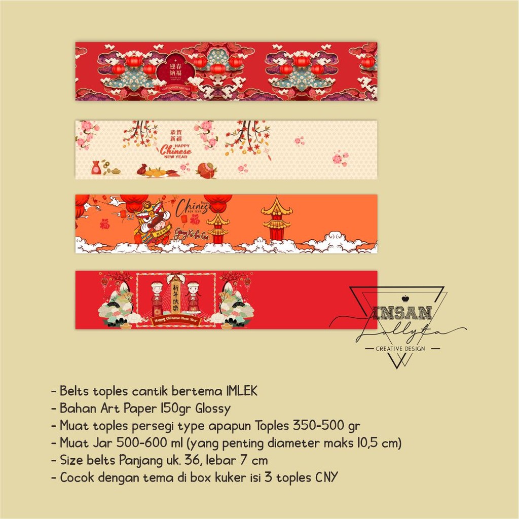 

Belts toples persegi 350-500gr / Jar 500-800m Imlek CNY 1 set isi 4