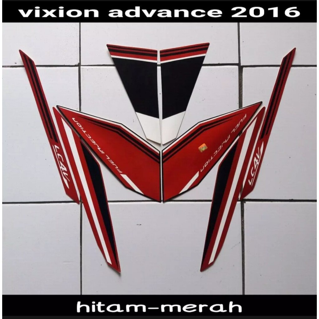 Stiker Striping Lis Les Body Motor Vixion 2015 2016 Advance Hitam Merah barang baru non original kua