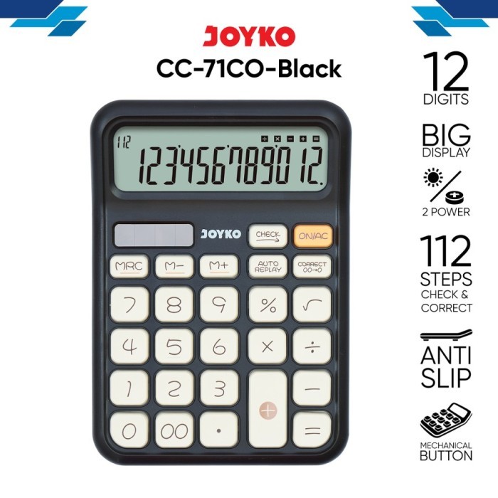 

Kalkulator Color Pastel JOYKO CC 71CO - Calculator Pastel Tombol Empuk / Mechanical Button - BLACK