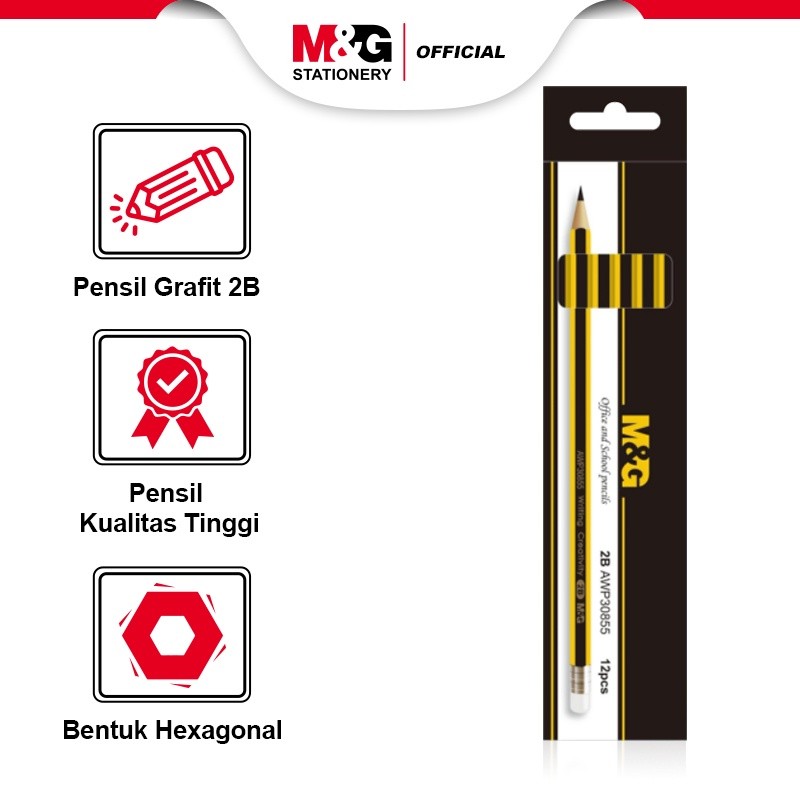 

M&G Pensil 2B dan Pensil 2B Plus Penghapus Berkualitas Tidak Mudah Patah Pilihan Tepat untuk Sekolah dan Menggambar Pilihan isi 1/3/5 PCS Berkualitas