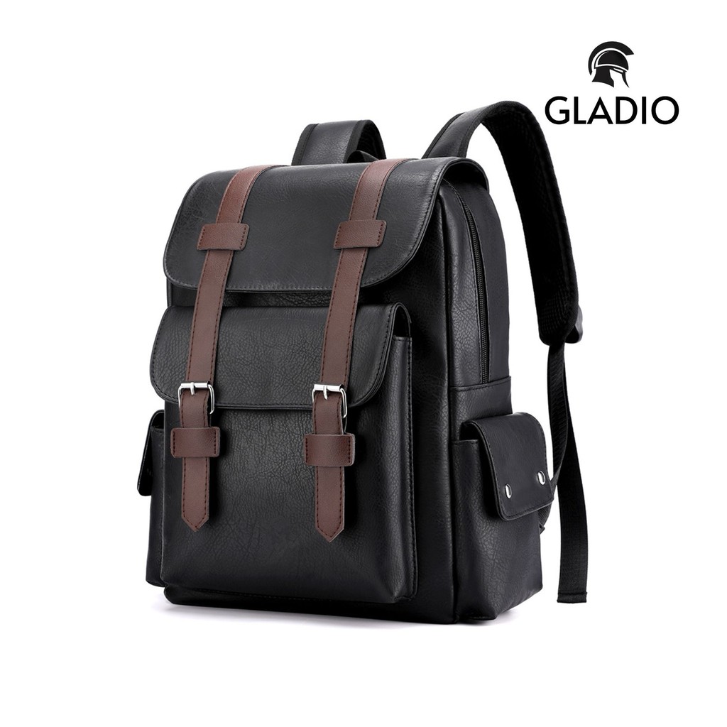 GLADIO Tas Ransel Pria Kenta Kulit Besar Muat Laptop Mewah Kekinian Backpack Traveling Premium