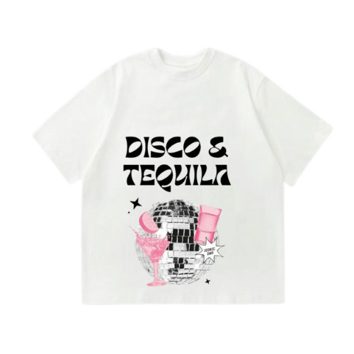 KAOS PUTIH UNISEX DISCO & TEQUILA KAOS COSTUM REGULER FIT