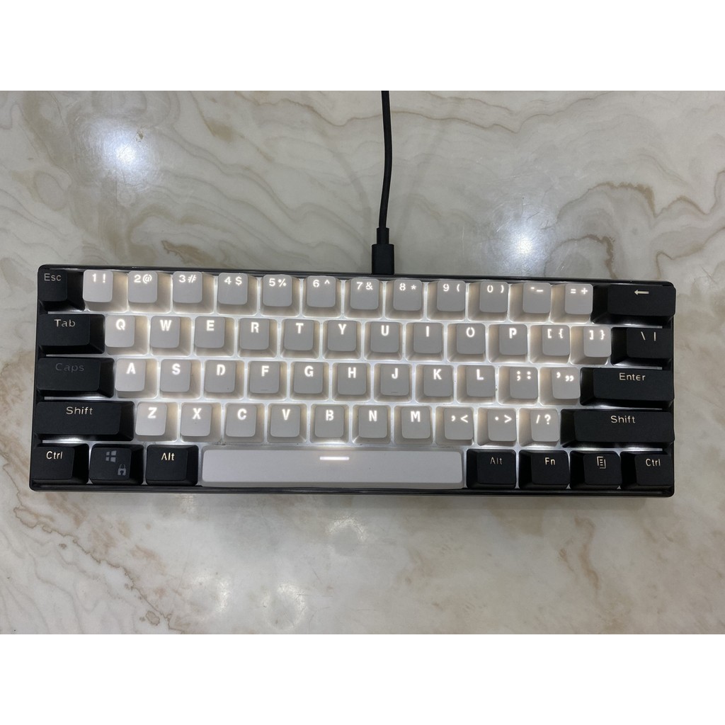 (Keycaps Only Sold)Black White RK 61 Keycaps PBT Material OEM Highly Keycaps, Backlit Two-Color Mean