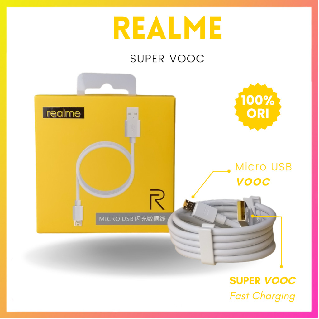 Kabel Data Realme Super VOOC Micro USB Kabel data Realme 5 5i Realme 5s ORIGINAL 100% Micro USB
