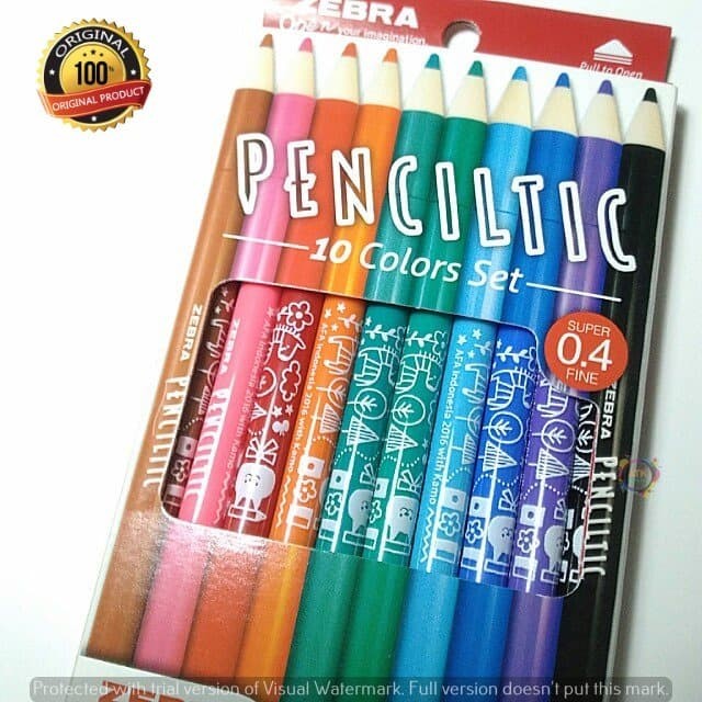 

Pulpen / Ballpoint / Pena Fineliner Zebra Penciltic 1 Set 10 Warna