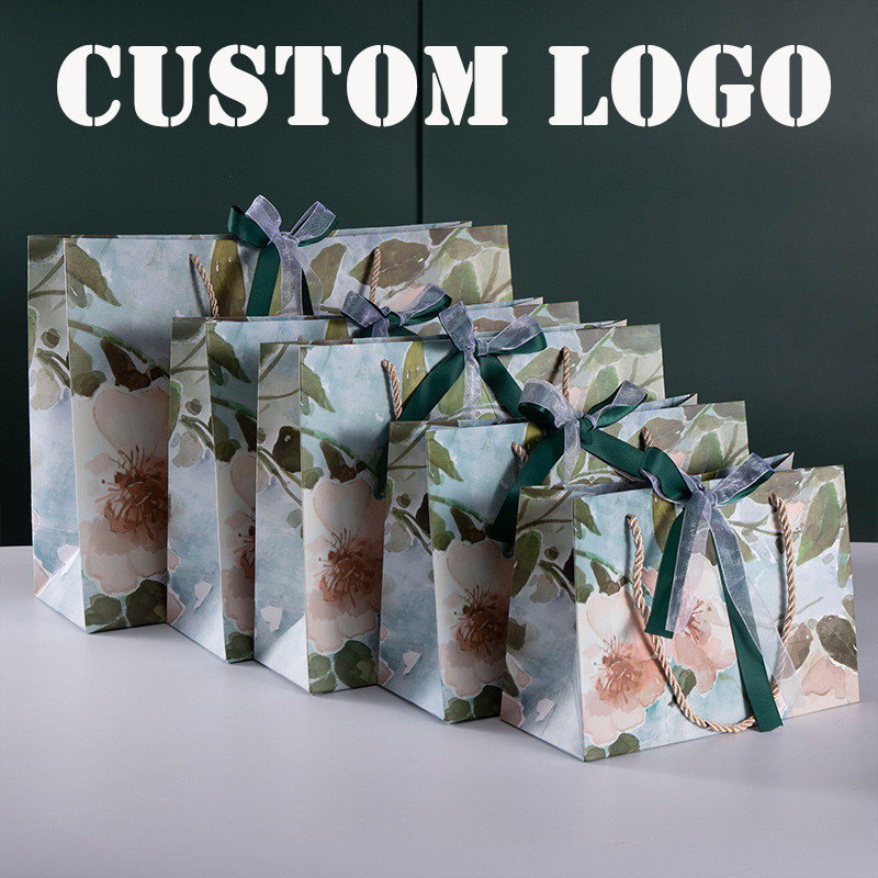 

5 Pcs Custom Logo Gifts Package Bags For Wig Jewelry Birthday Wedding Package Paper Bow Tie Bags Cosmetic Package Bags