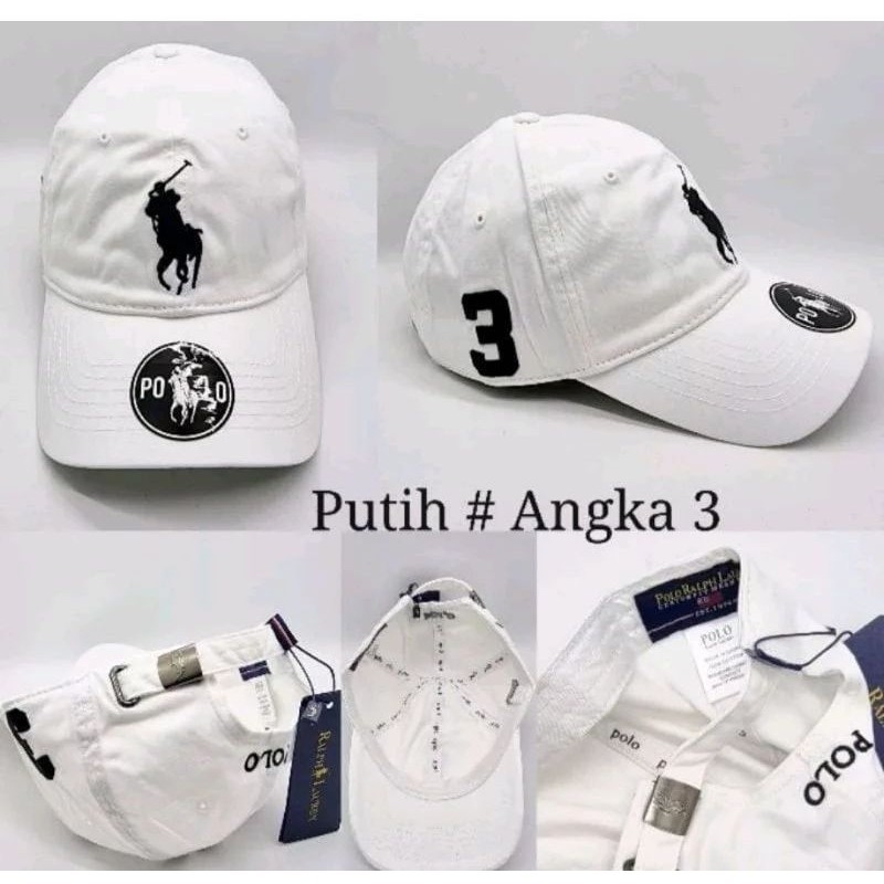 Topi baseball polo angka 3 logo bordir katun pria wanita