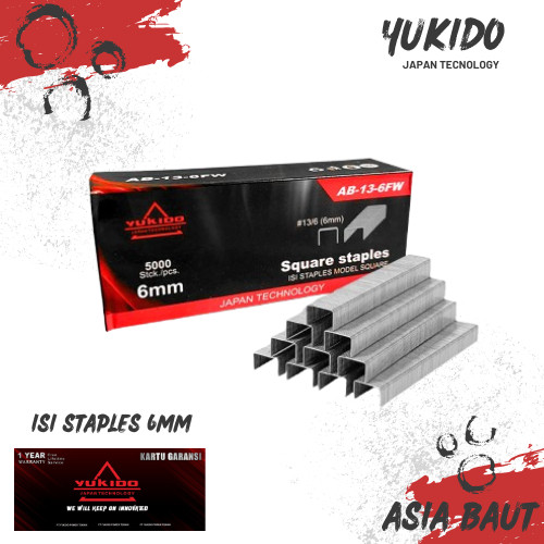 

YUKIDO Isi Staples 5000Pcs Model Kotak Ukuran 13/6MM - AB13-6Fw ASIA MANDIRI 86