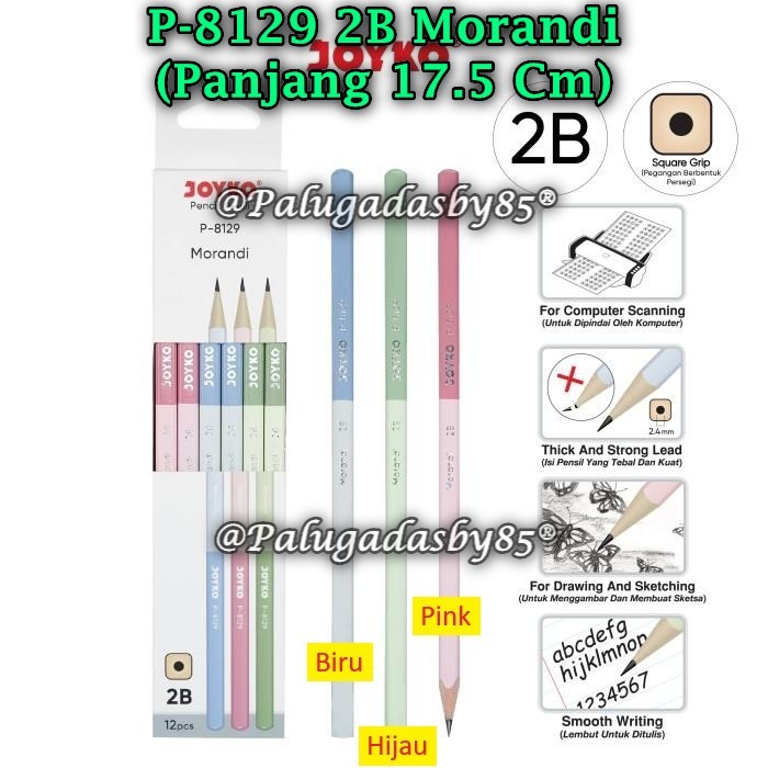 

(1 PaK/12) GROSIR Pensil JOYKO P-8129 2B Morandi / Pensil Pencil Joyko P-8129 2B Morandi (1 Biji)