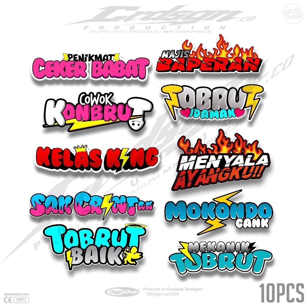 

STIKER PACK ISI 10 STANDAR PENIKMAT CEKER BABAT ,COWOK KONBRUT,NAJIS BAPERAN,MOKONDO GANK,DLL ,SUDAH DI CUTING