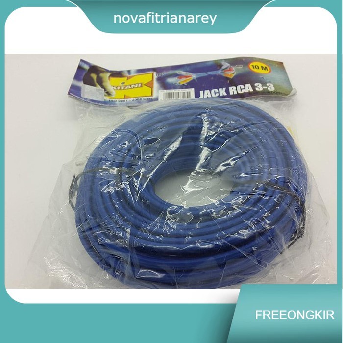Kabel RCA 3 K 3 Male 10 meter Merk KITANI ( Cable RCA ) Panjang 10m