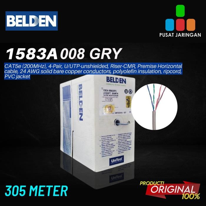 BELDEN 1583A Kabel LAN UTP Cat-5E ORIGINAL 305m BIRU/GREY - GRY-305m TERMURAH
