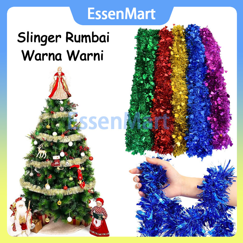 Slinger Tinsel Rumbai 2 Meter / Dekorasi Tinsel Rumbai Pesta Hantaran Parcel Ulang Tahun Natal