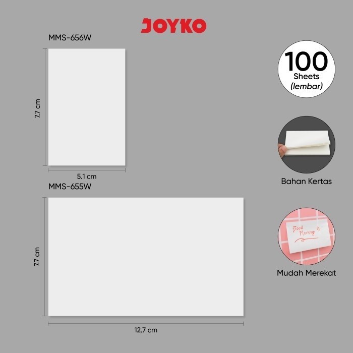 

Memo Stick MMS-655 MMS-656W Sticky Note Kertas Memo Memo Tempel Joyko White Color