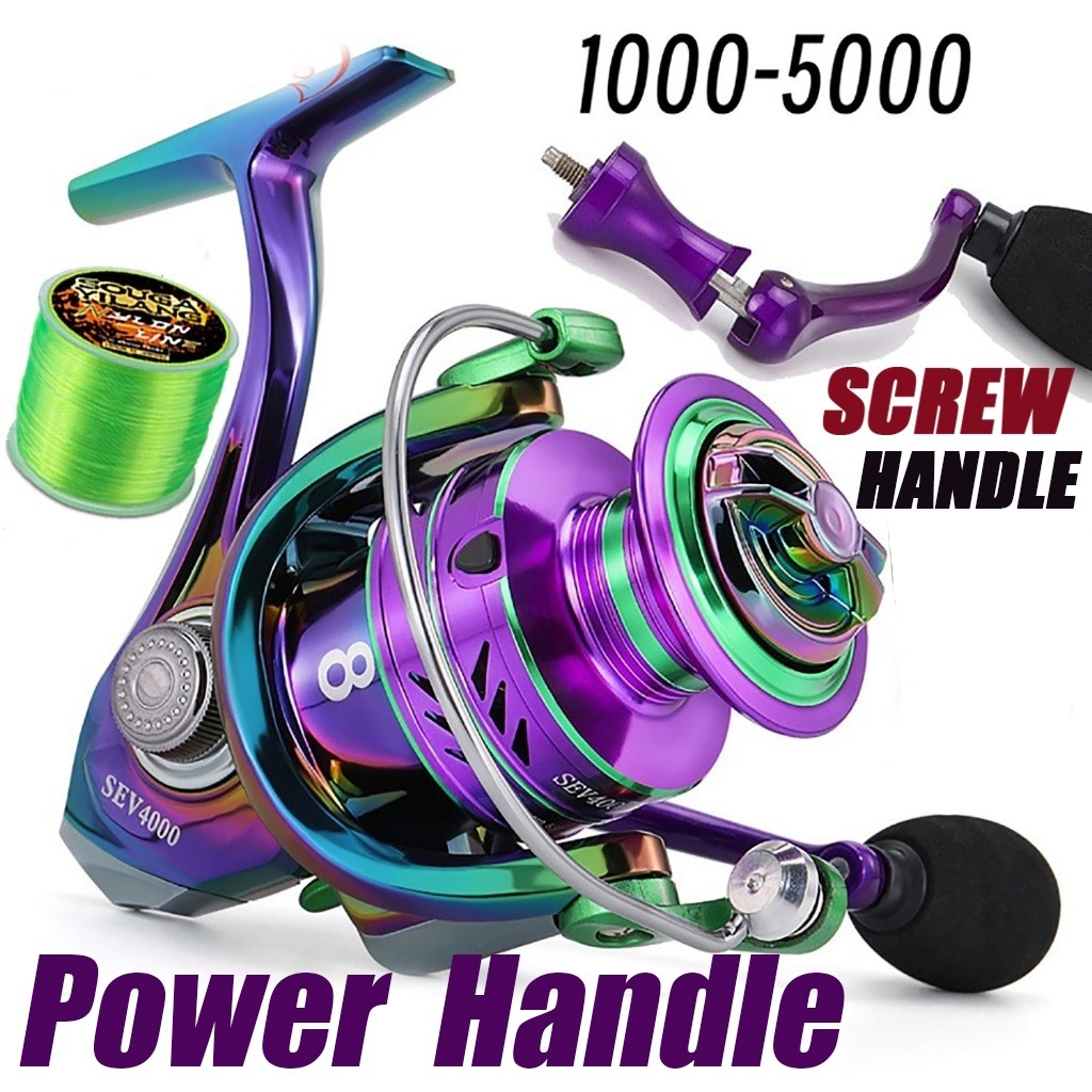 Power Hand Reel Pancing Memancing Rasio Gear 5.2:1 Max Drag 5-10KG Joran Pancing 1000-5000 Bahan Met