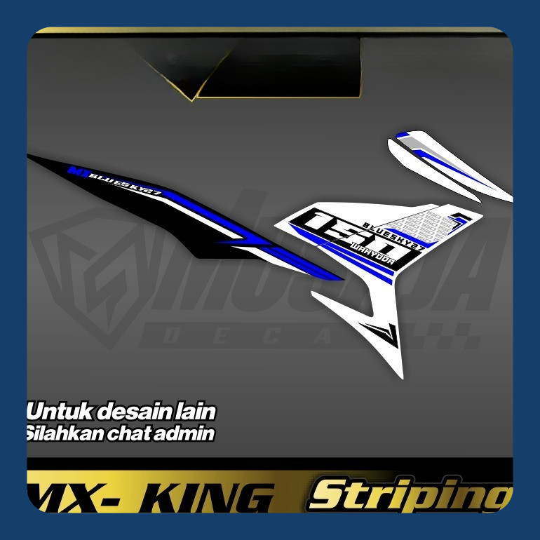 Striping mx king putih biru hitam transparan uv glossy non full body custom