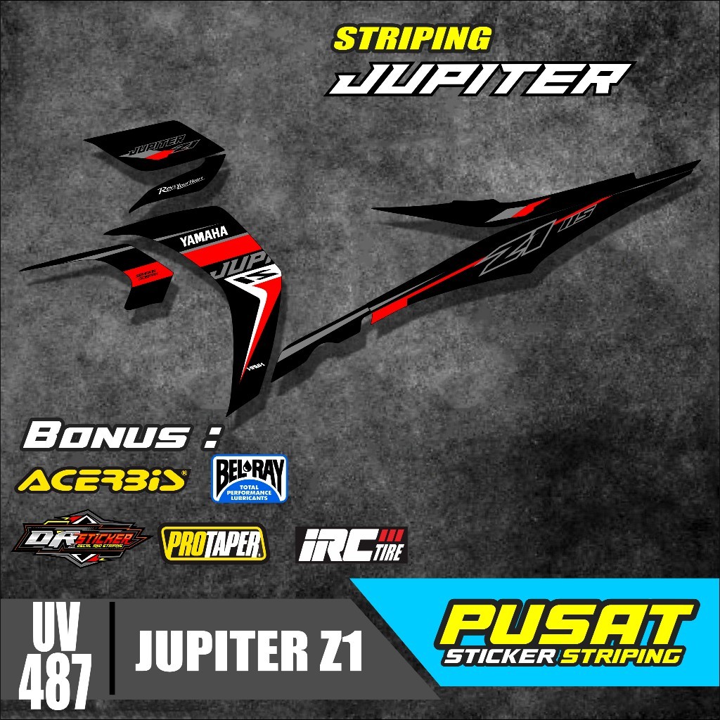 B487 Striping Yamaha JUPITER Z1 Aksesoris Variasi Skotlet Sticker amaha Jupiter Z1 2012-2014