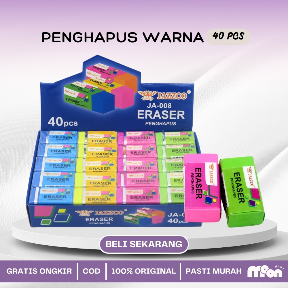 

1 box Eraser Penghapus Jazzco Kecil warna(40 Pcs)