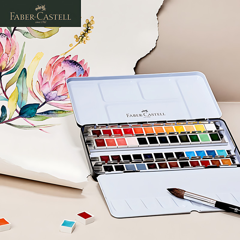 

Faber Castell College-grade Watercolor Pigment Solid Watercolor Semi-Dry 24/36/48 Color Student Art Student Watercolor Pigment