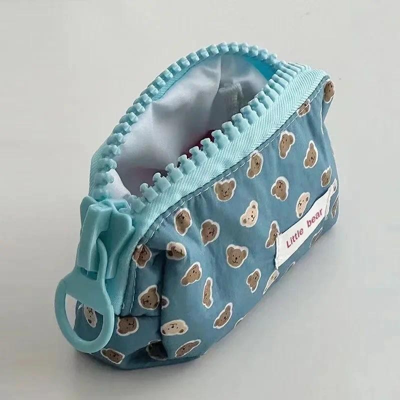 

1PC Pencil Case High Capacity Color Fashion Modern Minimalist Stationery Box Blue Print Smooth Thickened Edging Little Bear Blue