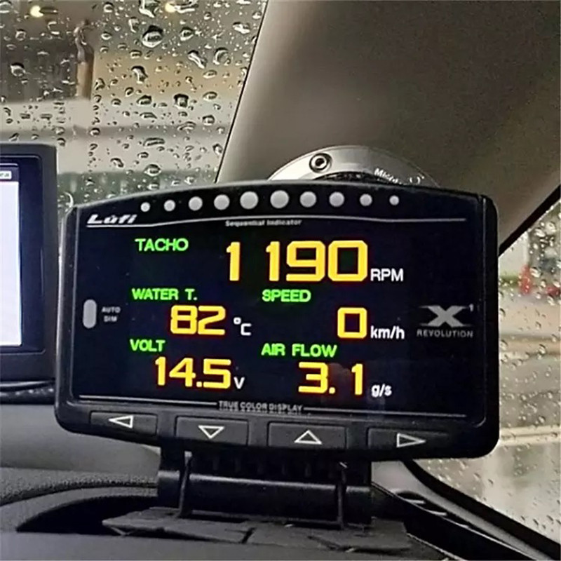 LUFI X1 English Version OBD2 Plug digital Turbo boost oil pressure temperature gauge for car Afr RPM