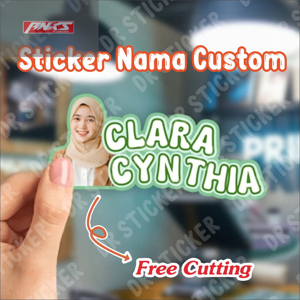 

sticker viral Stiker Nama dan Foto Wajah Custom Tahan Air Waterprof Udah di Potong Sesuai Pola Sticker Laptop Helm Free Desaign