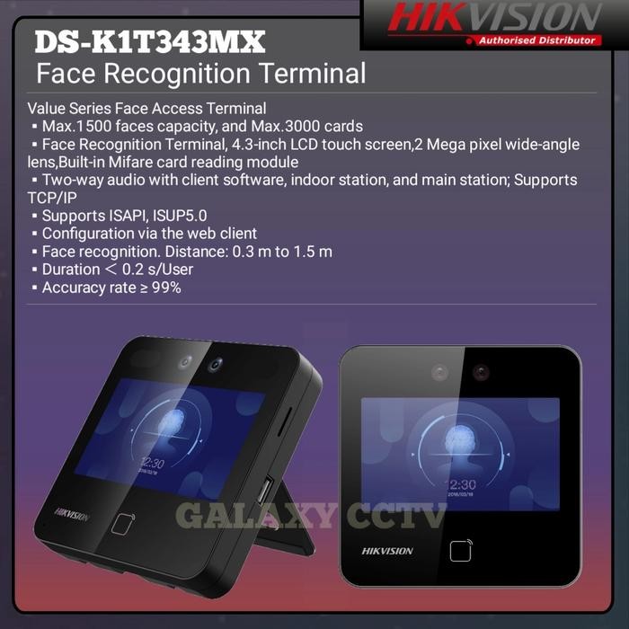 

DS-K1T343MX ACCESS CONTROL / FACE RECOGNITION TERMINAL HIK VI SION