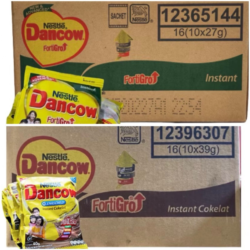 

DANCOW Fortigro Putih 16 (10x27g) Fortigro Coklat 16 (10x38g) / DANCOW 1 karton / Susu Dancow Instant Coklat Sachet Kemasan DUS