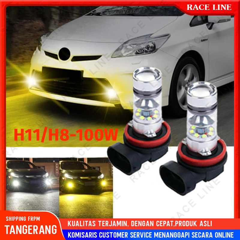 2Pcs Lampu Kabut Led H11 H8 4300K 100W 1500LM Super Terang Warna Kuning PUITH Lampu Led Super Terang