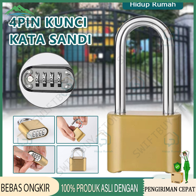 gembok angka besar Gembok Kombinasi Angka 4 Digit Kunci Nomor Premium / gembok angka besar Pin Angka