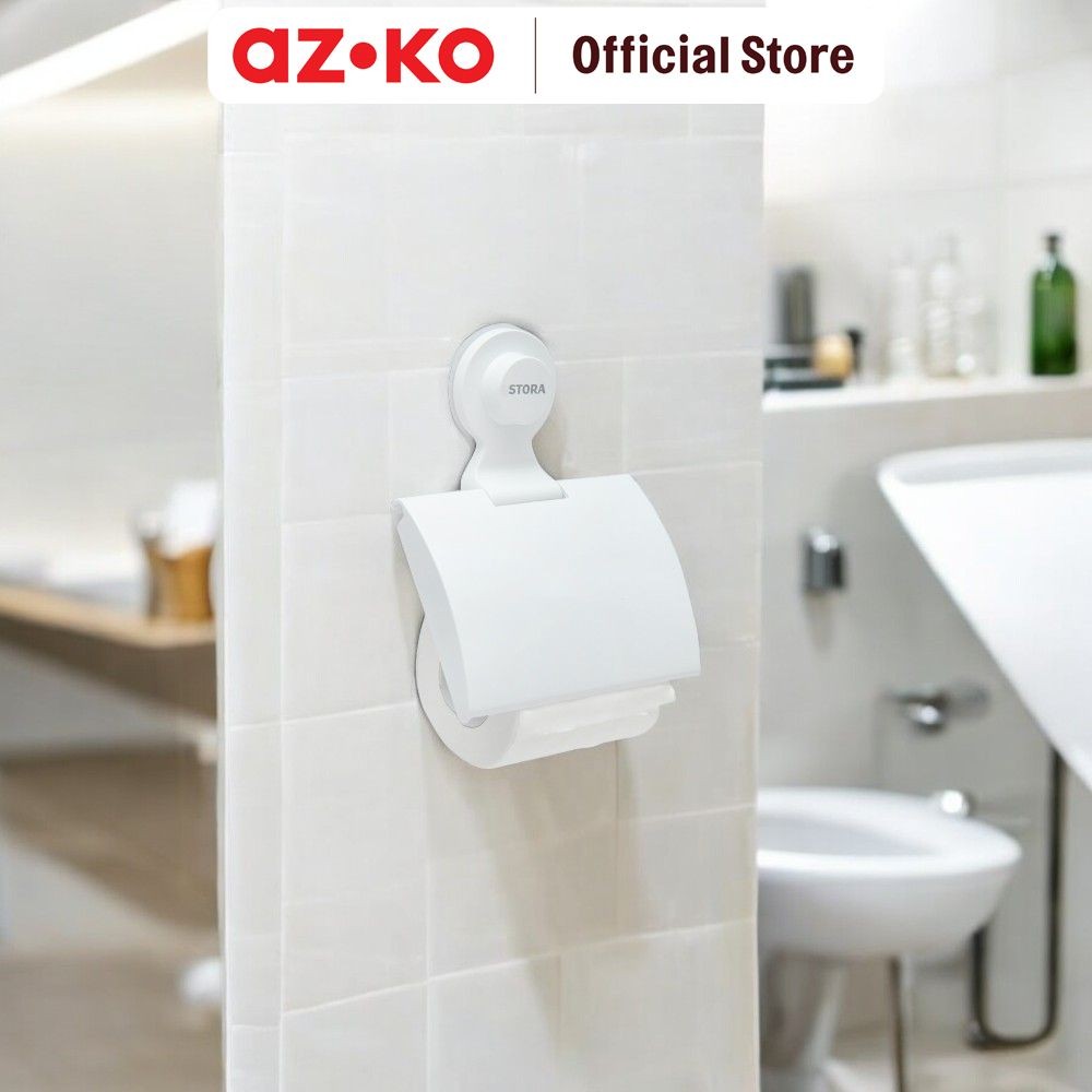 AZKO Stora Holder Tisu Toilet Roll Dengan Tutup - Putih Tissue Box Tempat Tisu Kotak Tisu