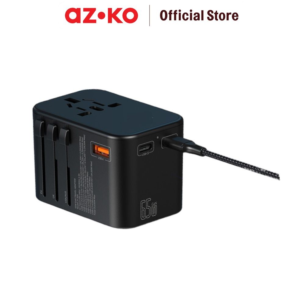AZKO Krisbow Travel Adaptor Usb A Dan Type C Kepala Charger Power Plug Converter Colokan Adapter Cas
