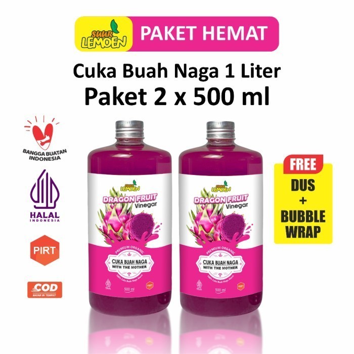 

Suur Lemoen - Cuka Buah Naga 500ml - Dragon Fruit Vinegar - Cuka Naga Pencegah Kanker - PBG - 250ml
