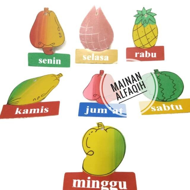 READYSTOCK APE TK PAUD- Pajangan Edukatif- Buah Nama- Nama Hari