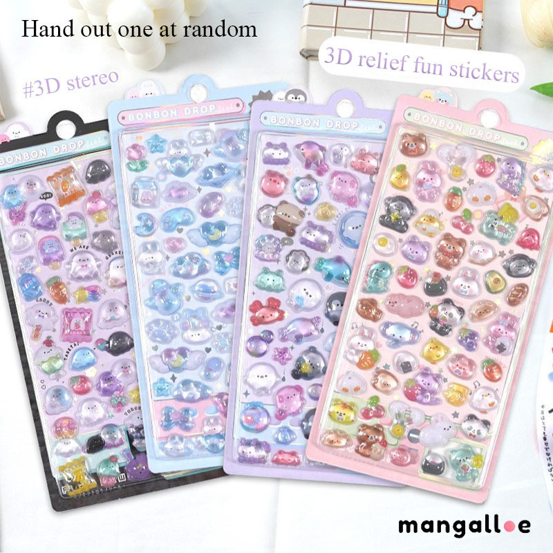 

[COD] Anak-anak Stiker Lucu Kartun Stiker Bantuan 3D Stiker Kristal Transparan Tahan Air -MG