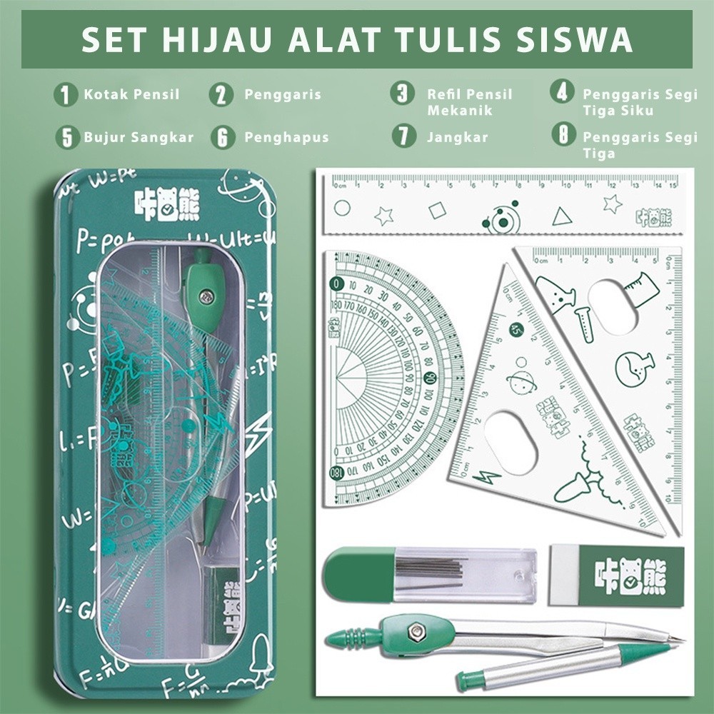 

1 Set Alat Tulis Jangka penggaris Busur sekolah / Paket Jangka & Penggaris Lengkap / Set Alat Tulis