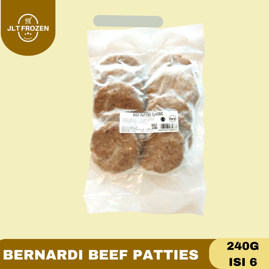 

Bernardi Beef Patties Classic Isian Burger Kemasan Isi 6 [240G]