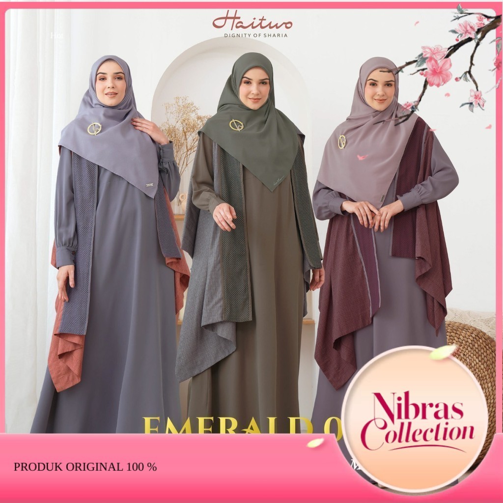 Nibras - Gamis Wanita Bahan Tweeny mix Erica Dobby Model Gamis + Outer Emerald 005 by Nibras Origina