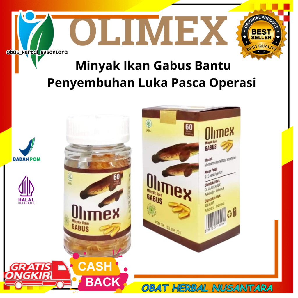 Olimex Minyak Ikan Gabus Original Ikan Gabus pil ekstrak albumin Membantu Penyembuhan Luka Pasca Opr