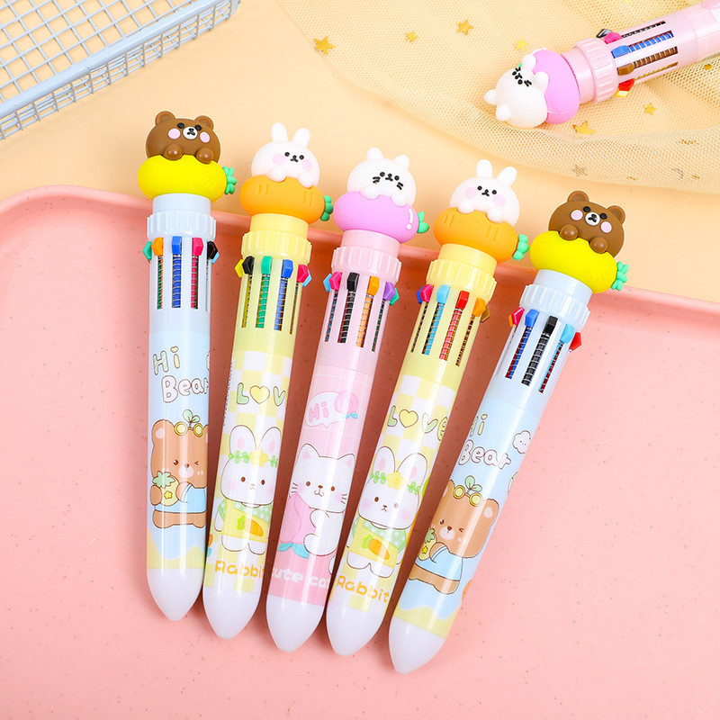 

[GROSIR ATK] PULPEN GEL MEKANIK 10 WARNA DALAM 1 PENA MOTIF ANIMAL CUTE / KARTUN HEWAN MENGGEMASKAN