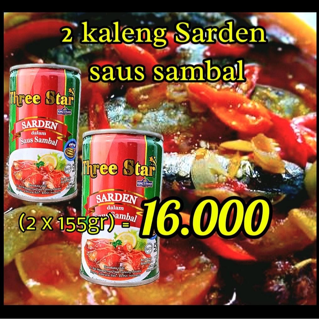 

Sarden Saos Sambal (2 kleng x 155gr) siap saji, saosnya mantap banget dan ikan sardennya enak gurih berGizi tinggi sangat praktis tanpa bahan kimia berbahaya