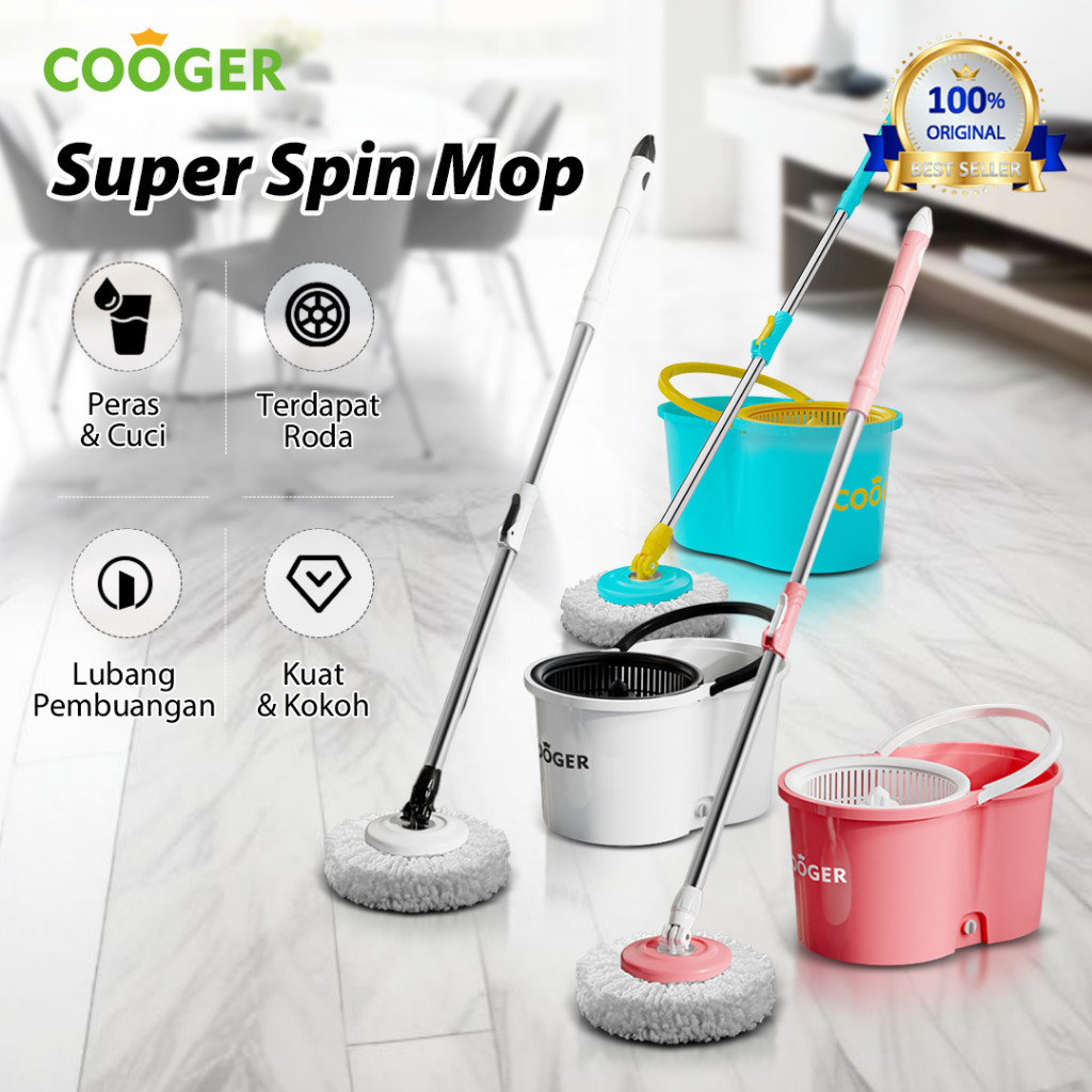 NU6TG [SURABAYA] COOGER Alat Pel Lantai Ember Putar Pel Putar Otomatis Spin Mop Alat Pel Putar Autom