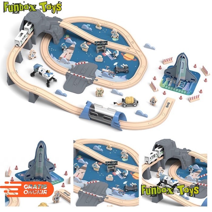 (MOF) Space Orbit Wooden Electric Train Track Mainan Kayu Kereta Api Anak