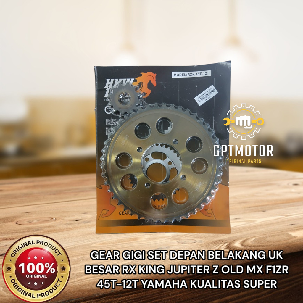 GEAR GIGI SET DEPAN BELAKANG UK BESAR RX KING JUPITER Z OLD MX F1ZR 45T-12T YAMAHA KUALITAS SUPER