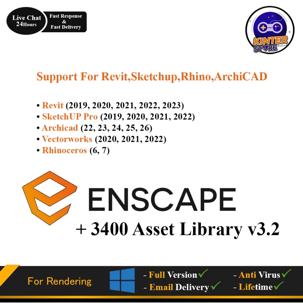 Enscape 3.4.3 - 3.4.4 - 3.5.6 + 3400 Asset Library 3.2 For Rendering Windows