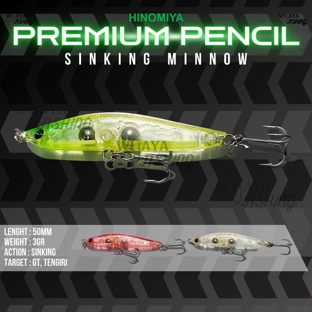 WF Umpan HINOMIYA Premium Pencil 5cm 3gr Sinking Minnow Lure Mancing Casting UL Andalan anti boncos