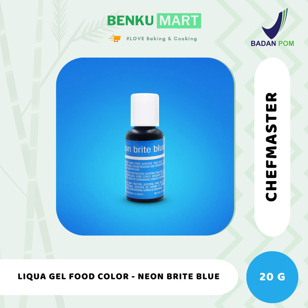 

Chefmaster NEON BRITE BLUE Liqua Gel Food Color 20 gr Pewarna 20ml
